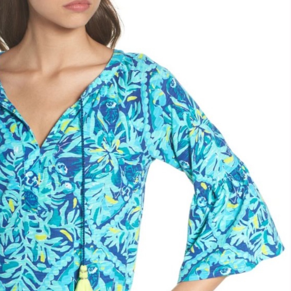 *Lilly Pulitzer Del Lago Tunic Dress Indigo Midnight Cove Womens Medium - Picture 4 of 13